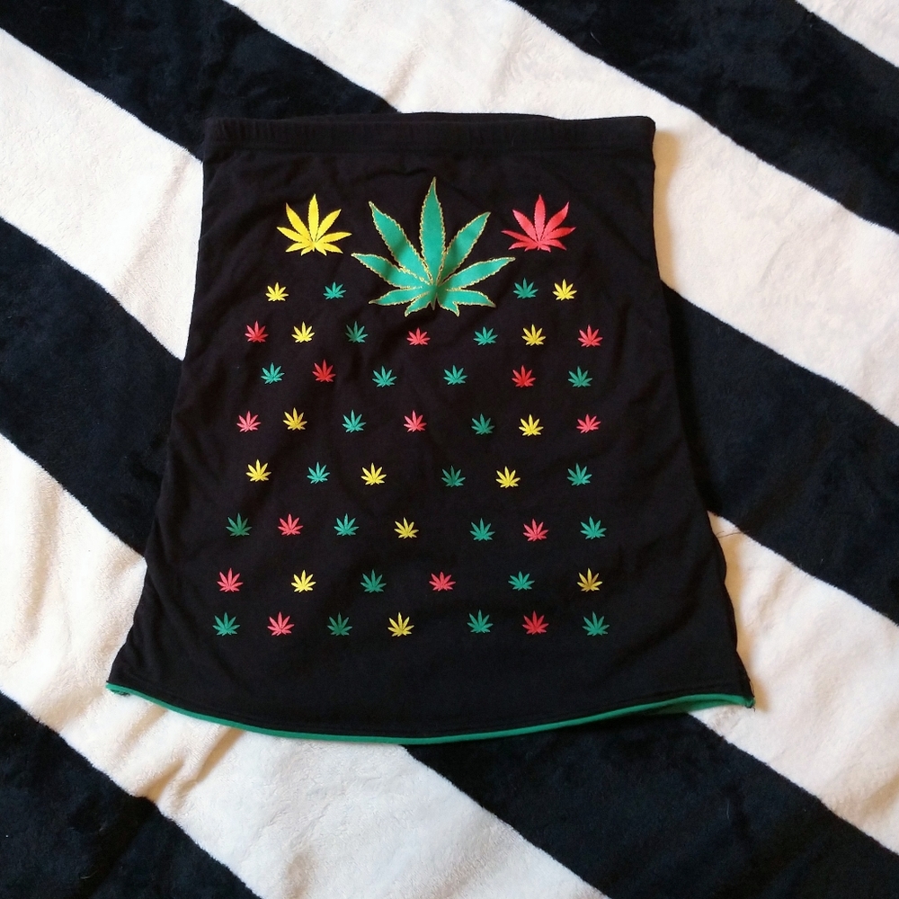 Old school Rasta pot leaf tube top